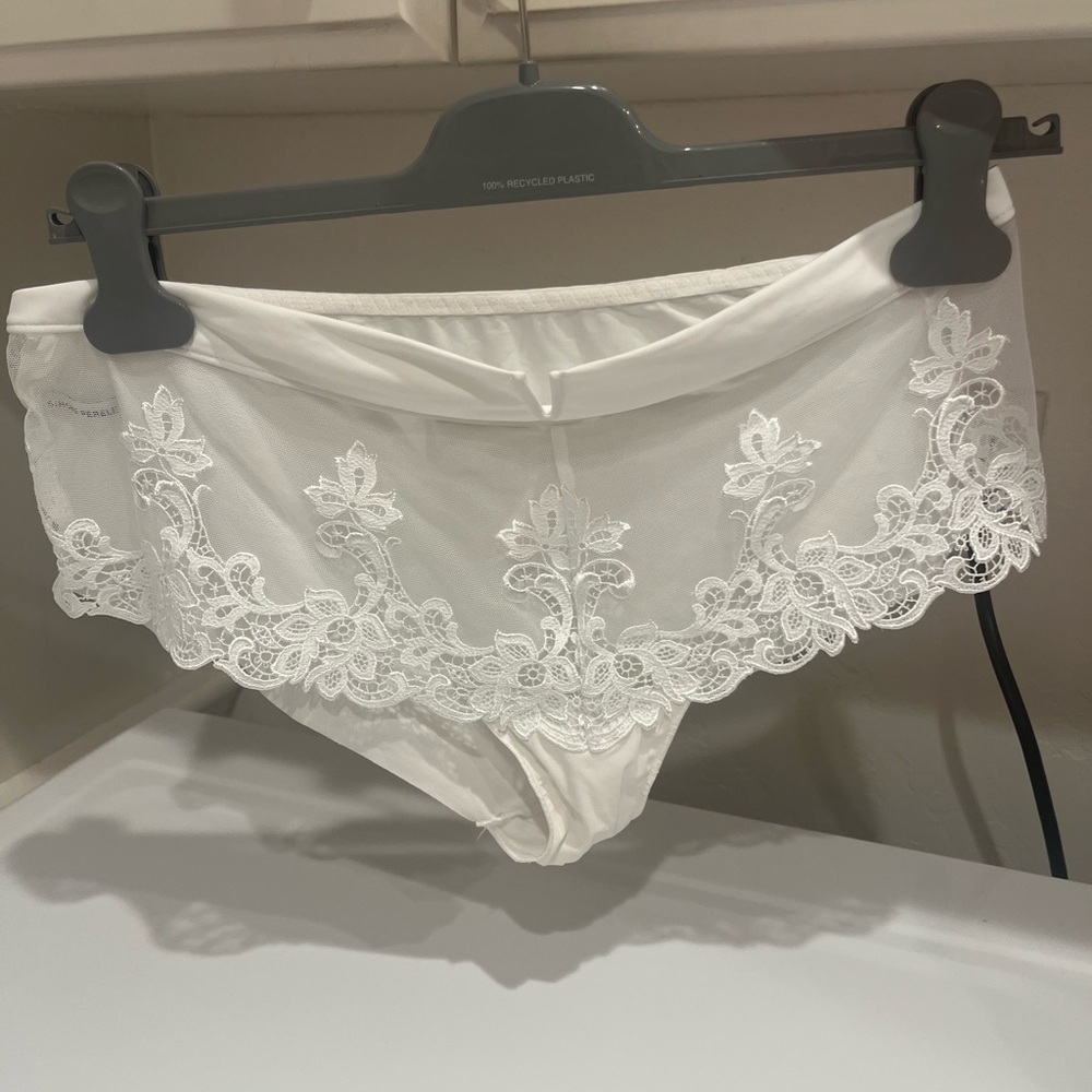 Simone Perele White Lace bra and Matching Brief bra 36 C panties L - Picture 4 of 14